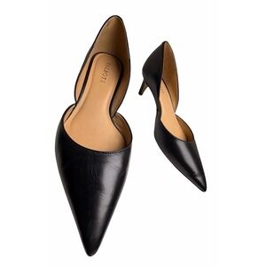 Talbots Black Leather D’Orsay Kitten Heel Pumps 8.5 AA Narrow